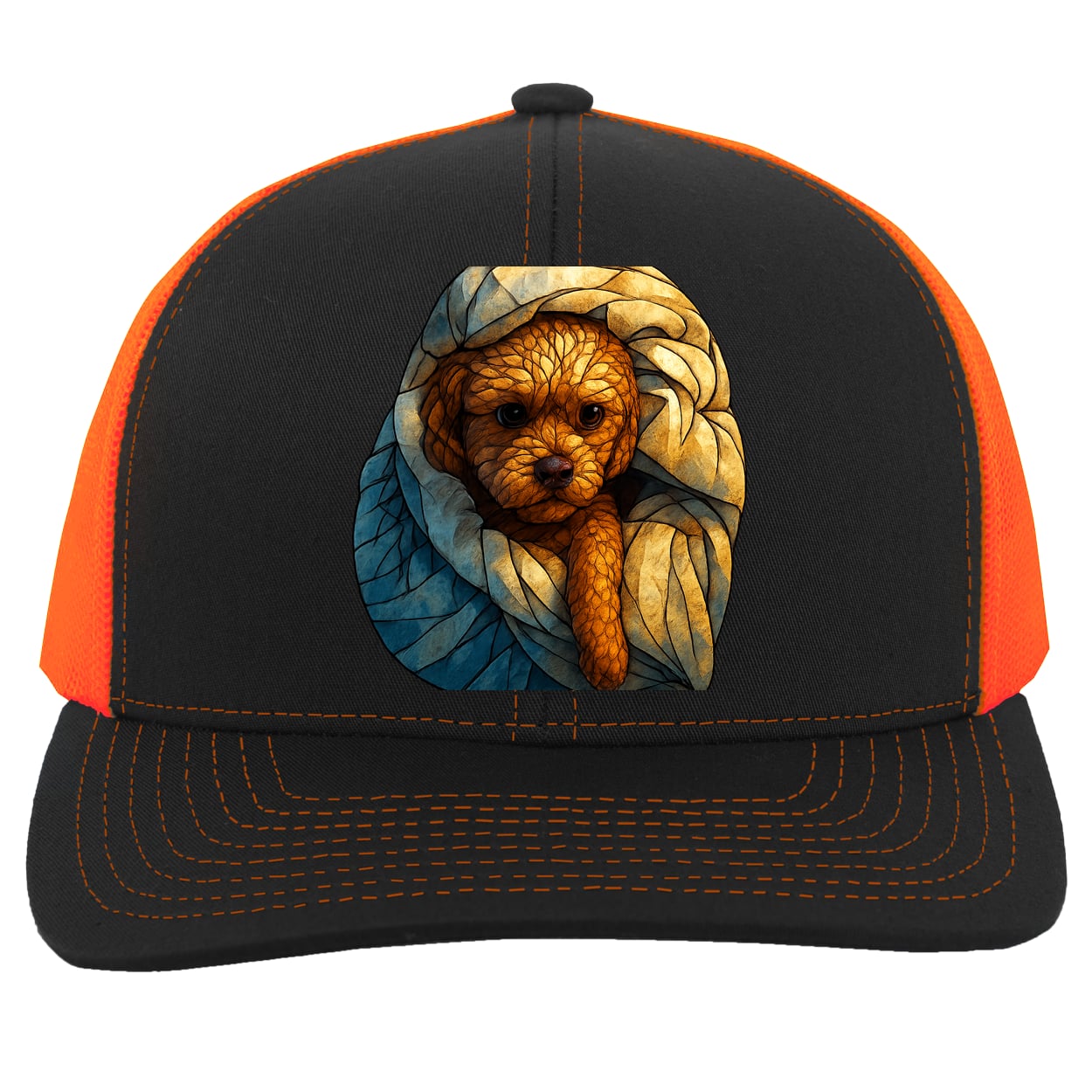 104C Trucker Snap Back - Black/Neon Orange
