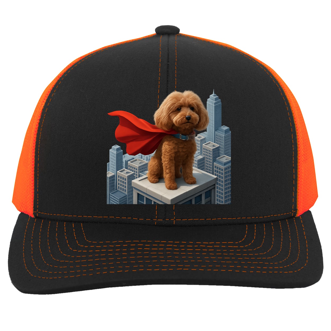 104C Trucker Snap Back - Black/Neon Orange