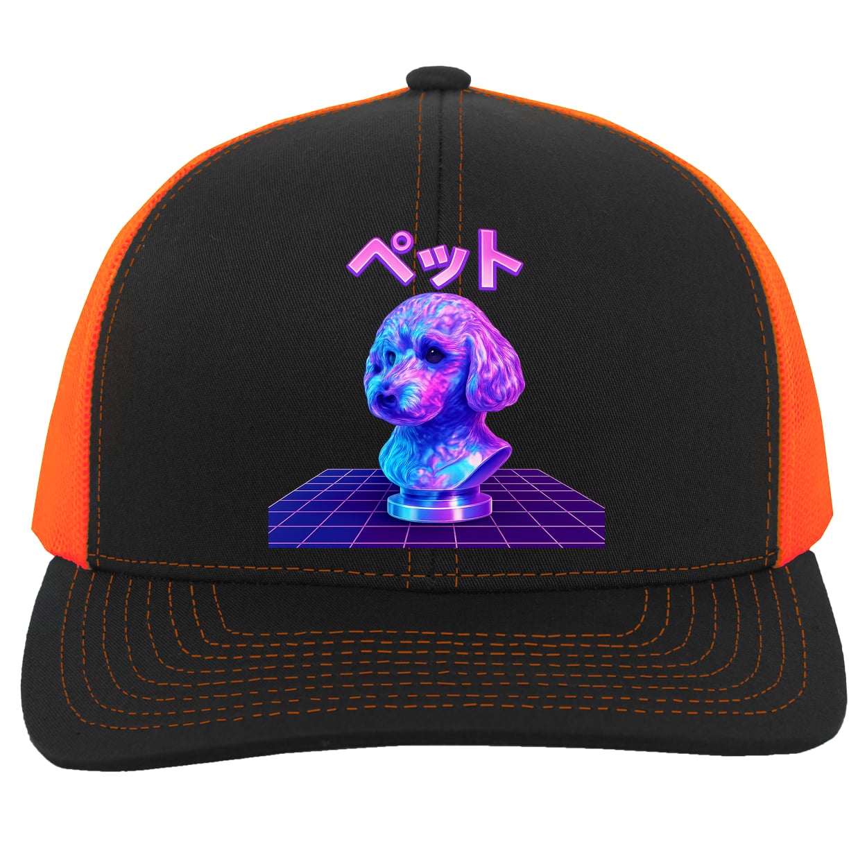 104C Trucker Snap Back - Black/Neon Orange