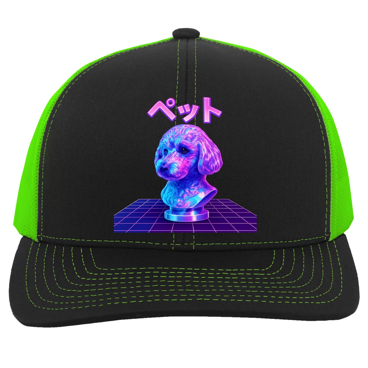 104C Trucker Snap Back - Black/Neon Green