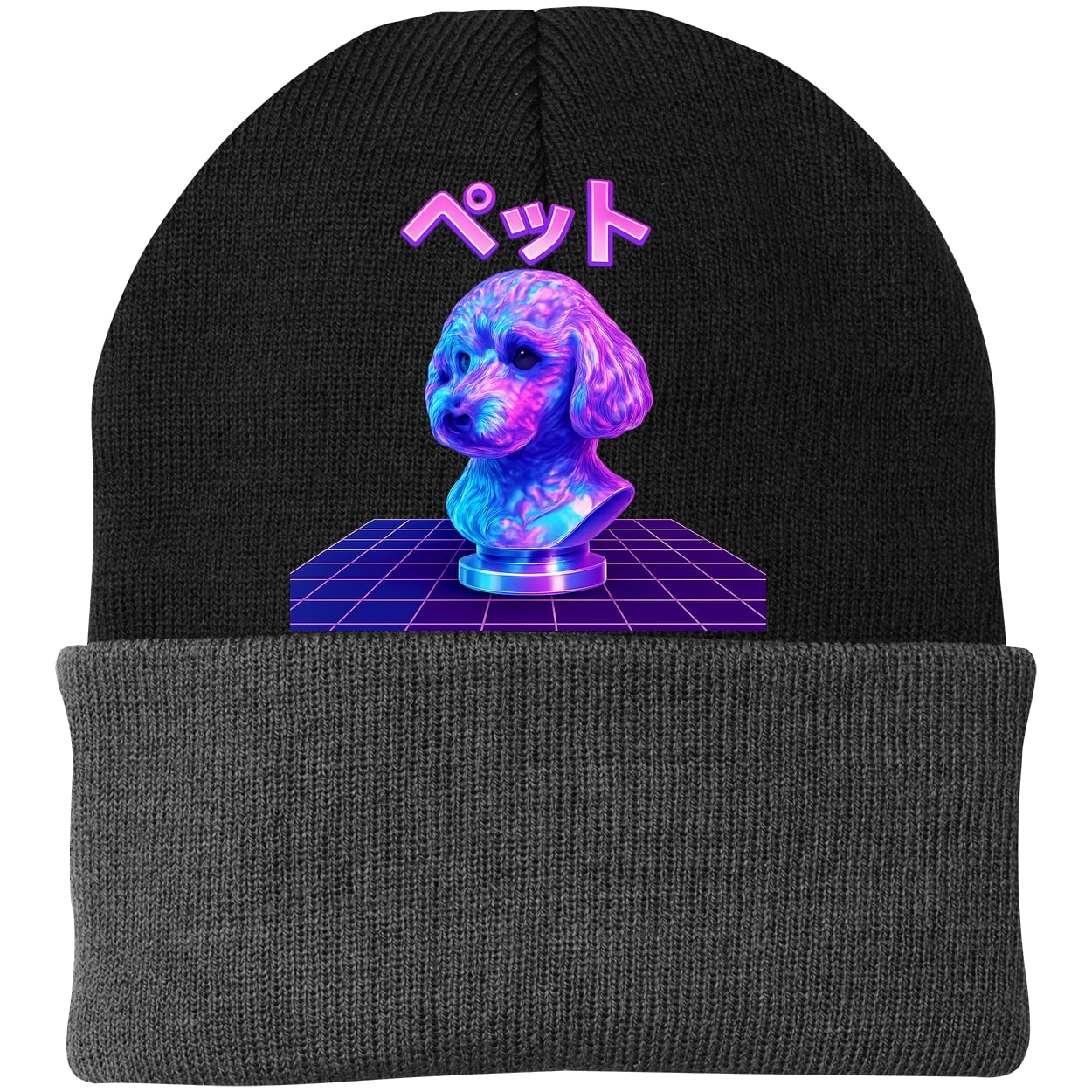 CP90 Port & Company Knit Beanie - Black/Gray