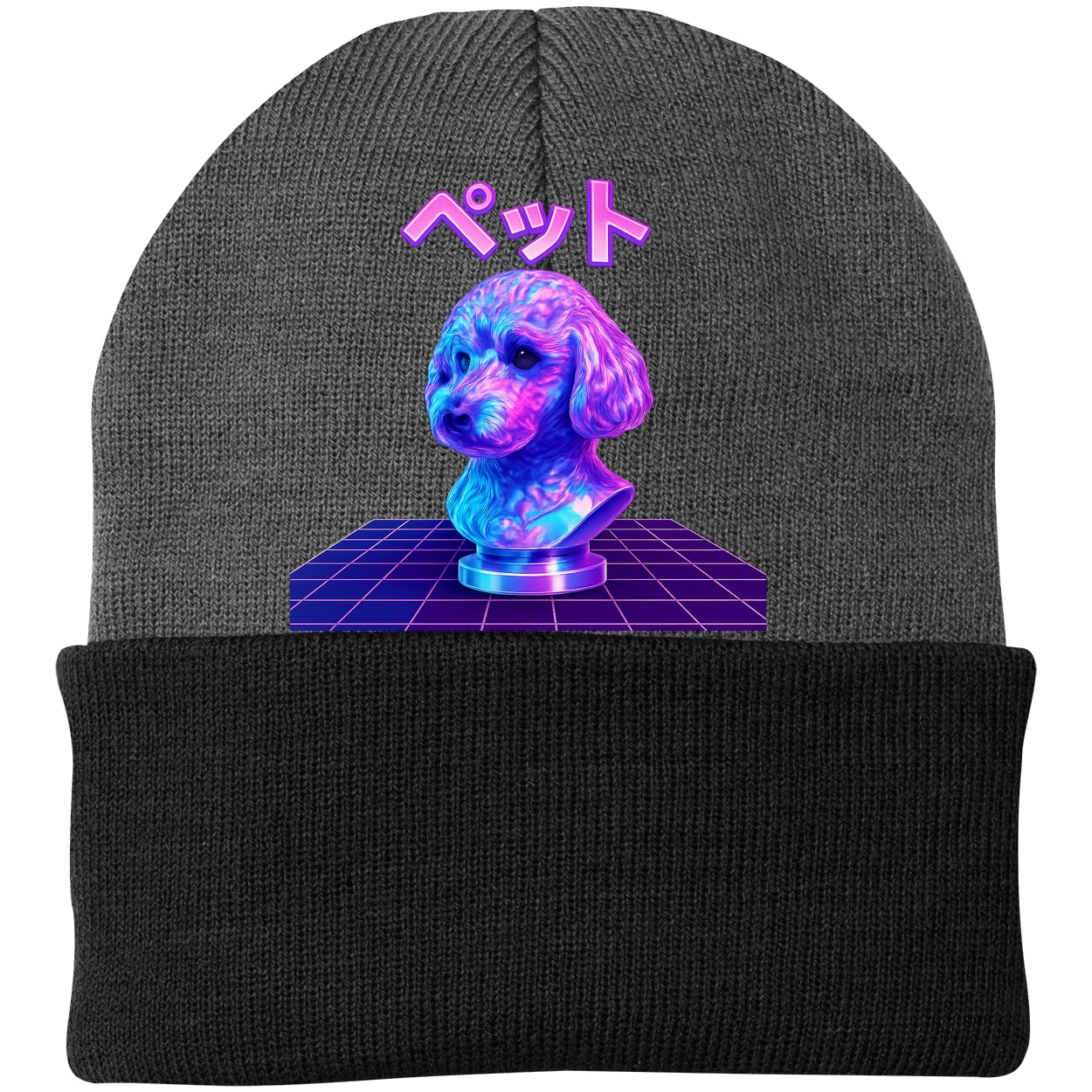 CP90 Port & Company Knit Beanie - Athletic Oxford/Black