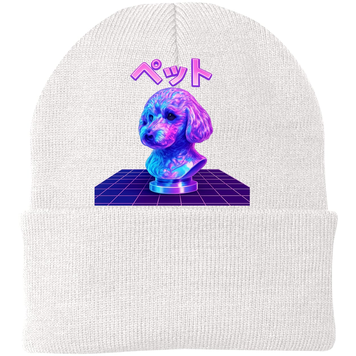CP90 Port & Company Knit Beanie - White