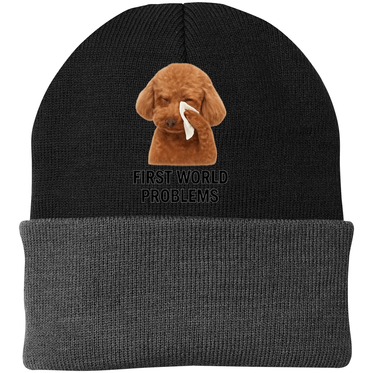 CP90 Port & Company Knit Beanie - Black/Gray