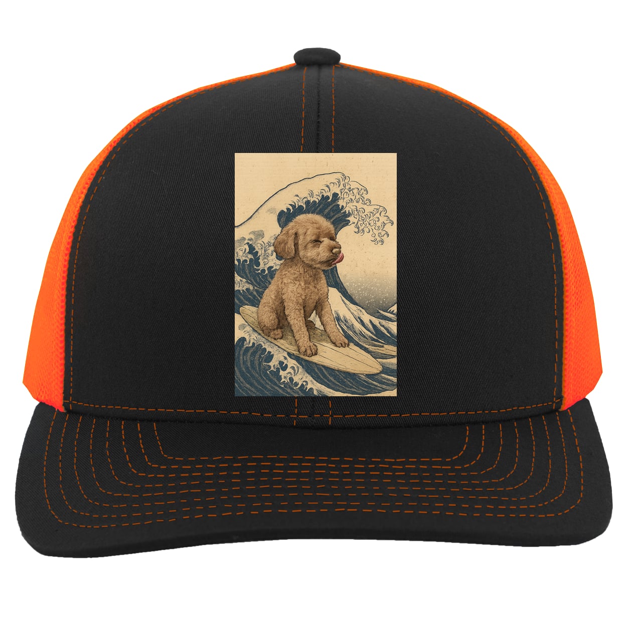 104C Trucker Snap Back - Black/Neon Orange