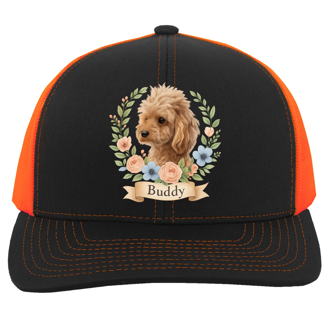104C Trucker Snap Back - Black/Neon Orange