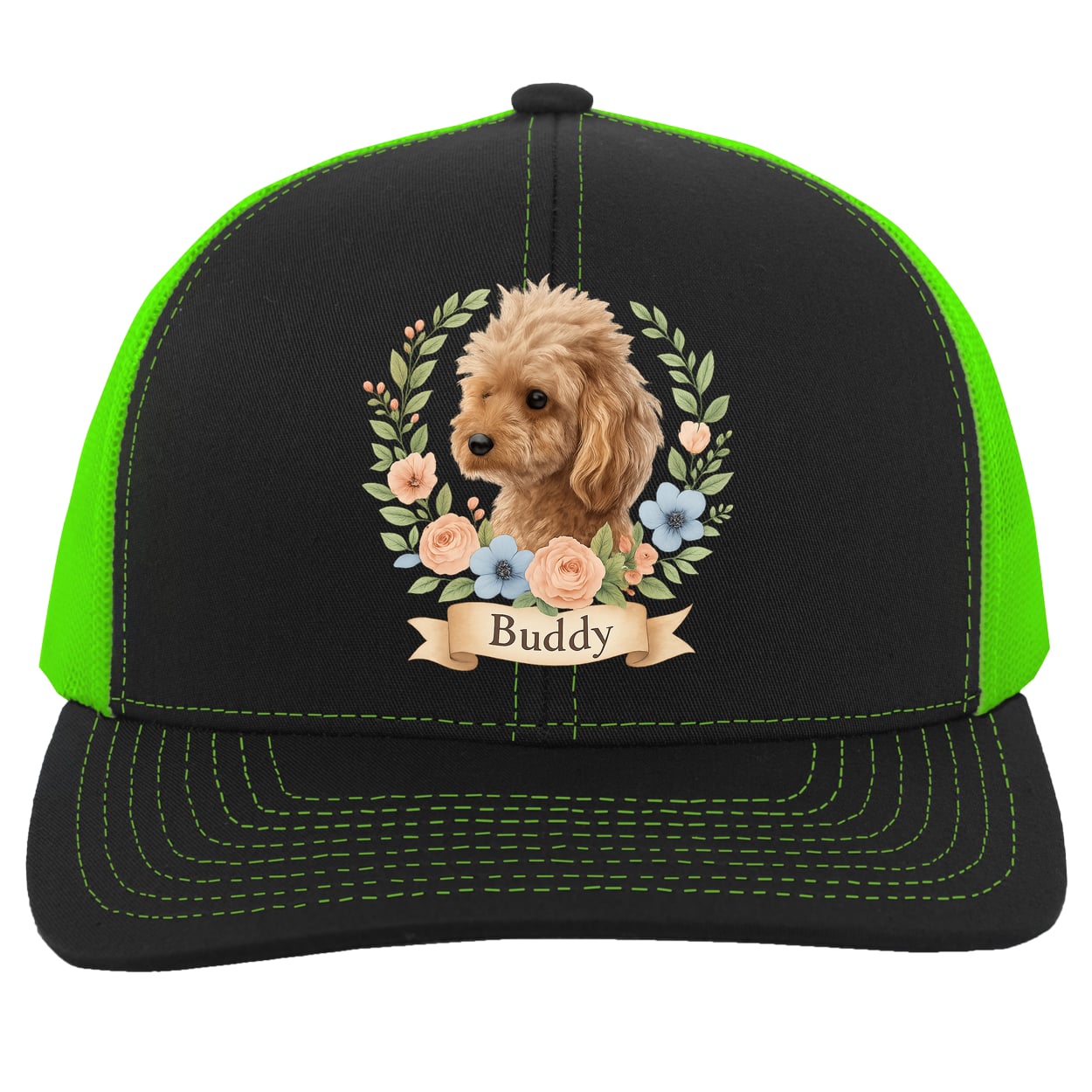 104C Trucker Snap Back - Black/Neon Green