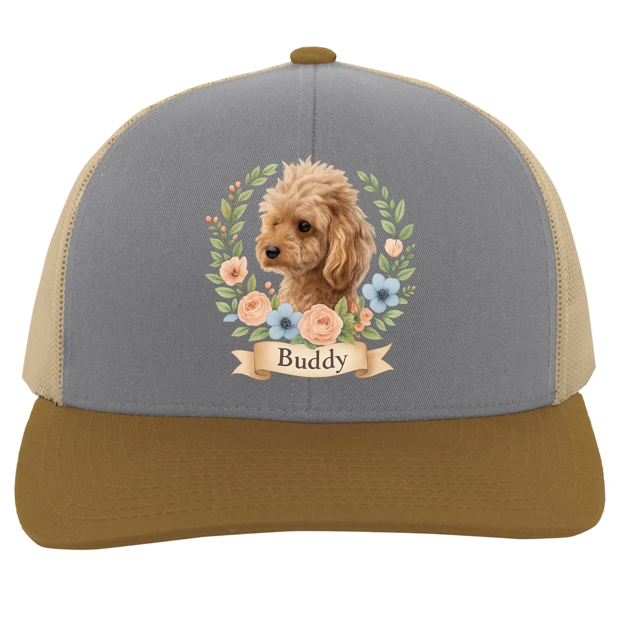 104C Trucker Snap Back - Heather/Beige/Amber