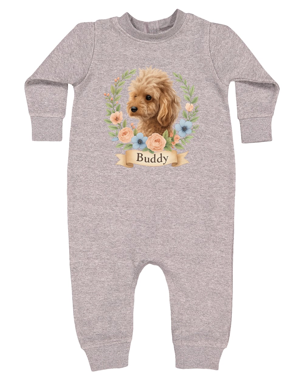 4447 Rabbit Skins Infant Fleece One-Piece Bodysuit - Heather Grey
