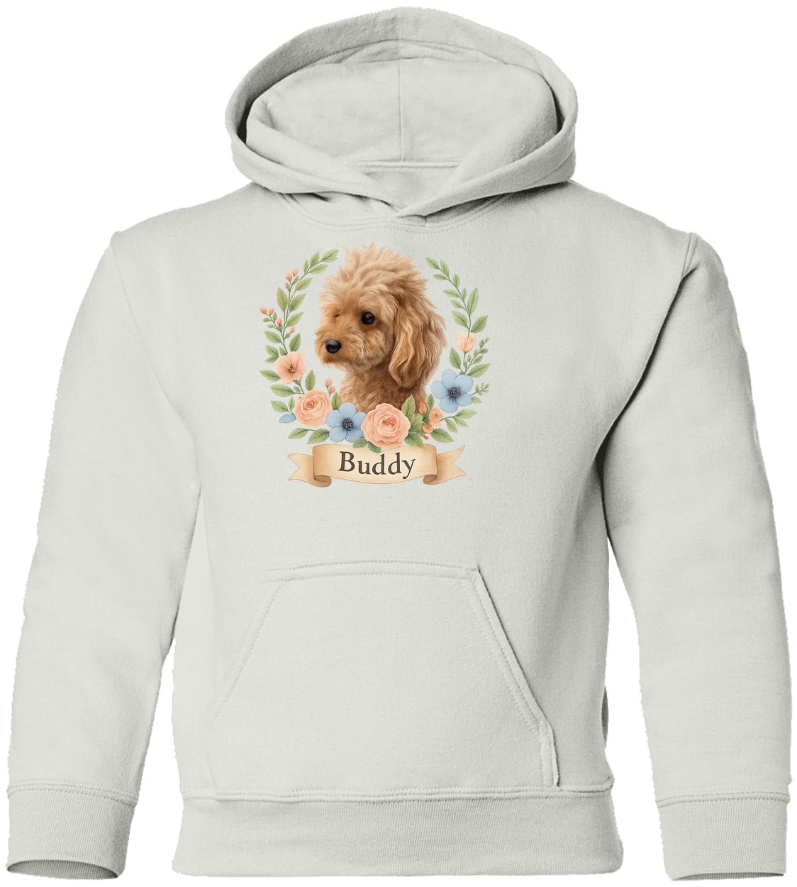 G185B Gildan Youth Pullover Hoodie - White