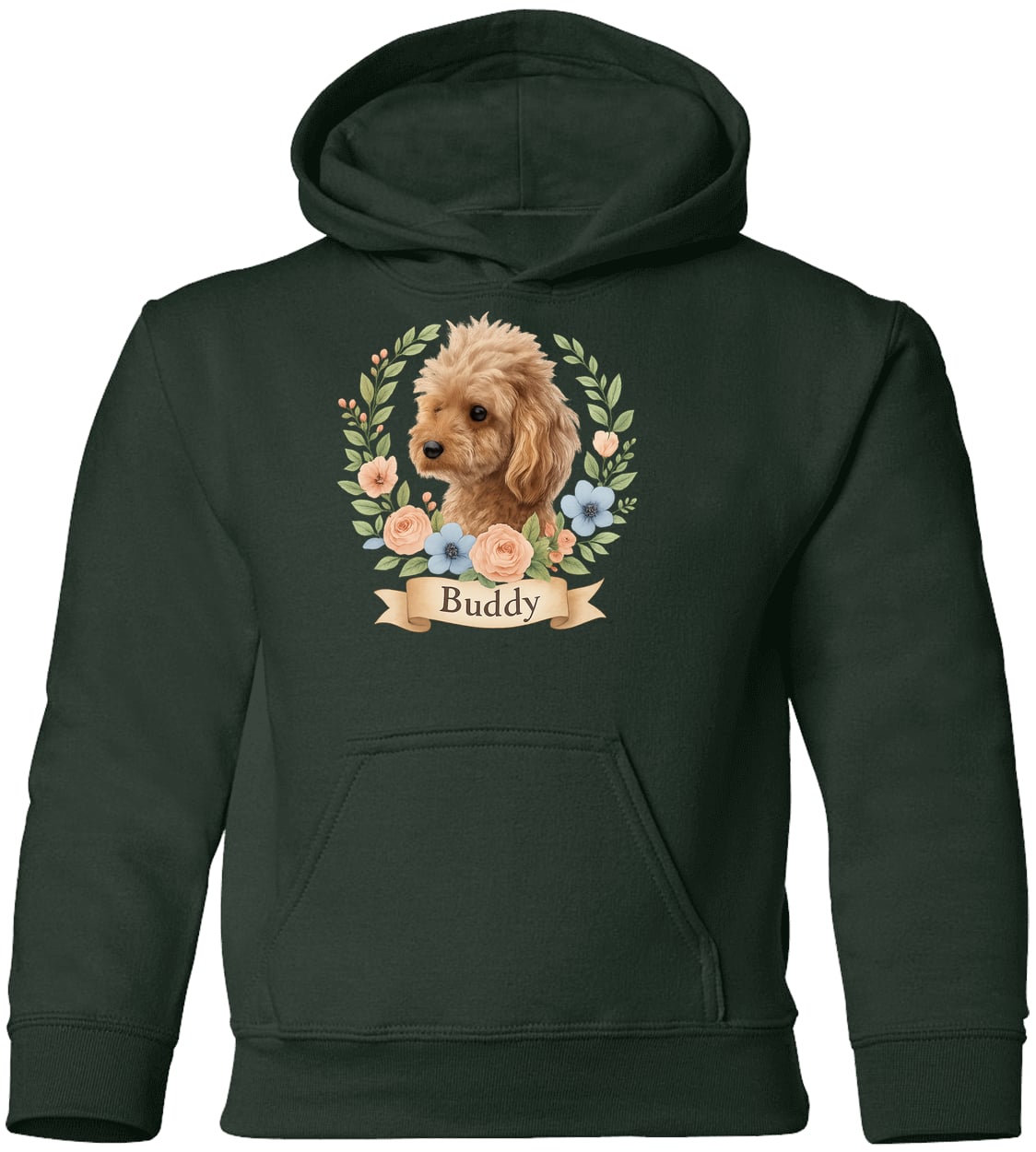 G185B Gildan Youth Pullover Hoodie - Forest Green