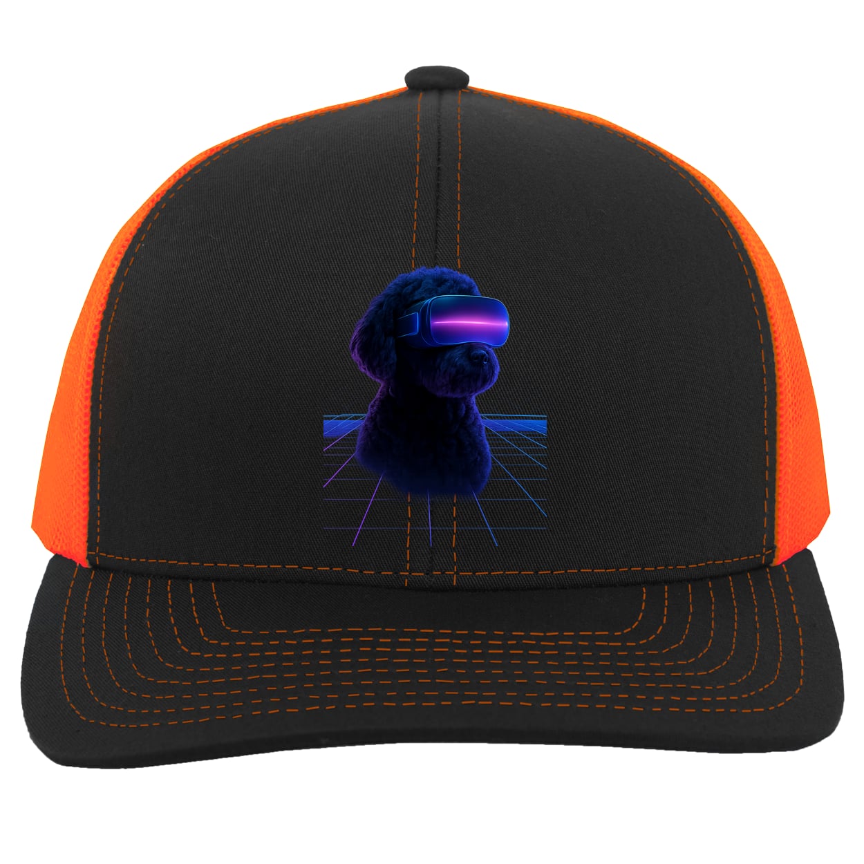 104C Trucker Snap Back - Black/Neon Orange