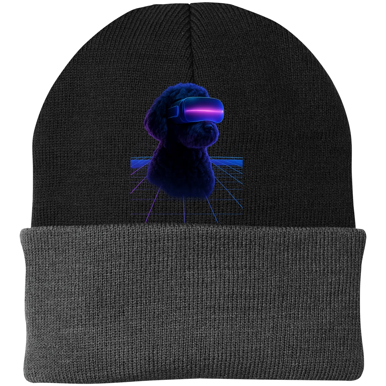 CP90 Port & Company Knit Beanie - Black/Gray