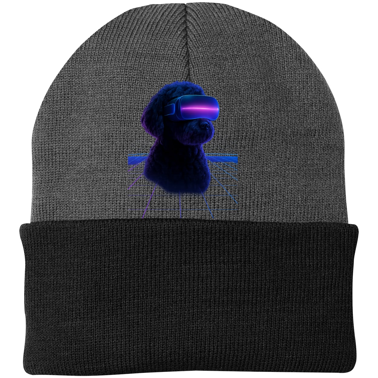 CP90 Port & Company Knit Beanie - Athletic Oxford/Black