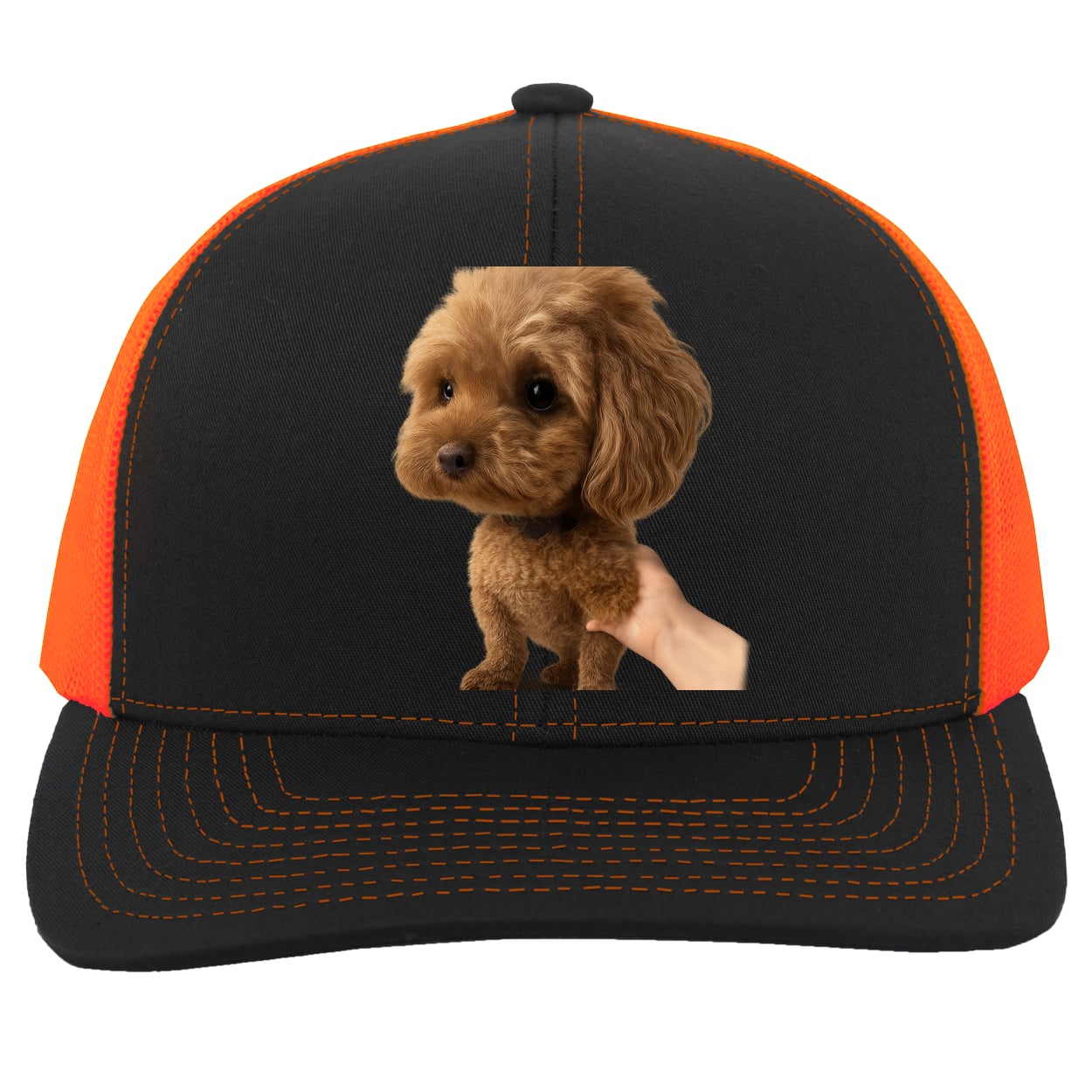 104C Trucker Snap Back - Black/Neon Orange