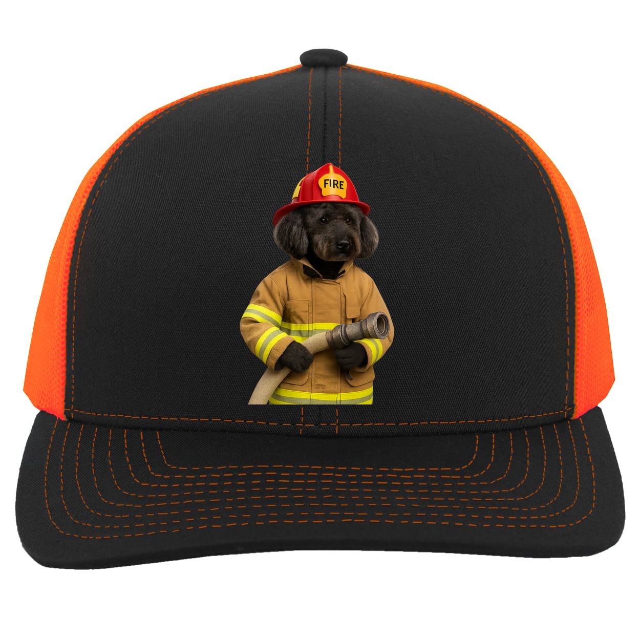 104C Trucker Snap Back - Black/Neon Orange