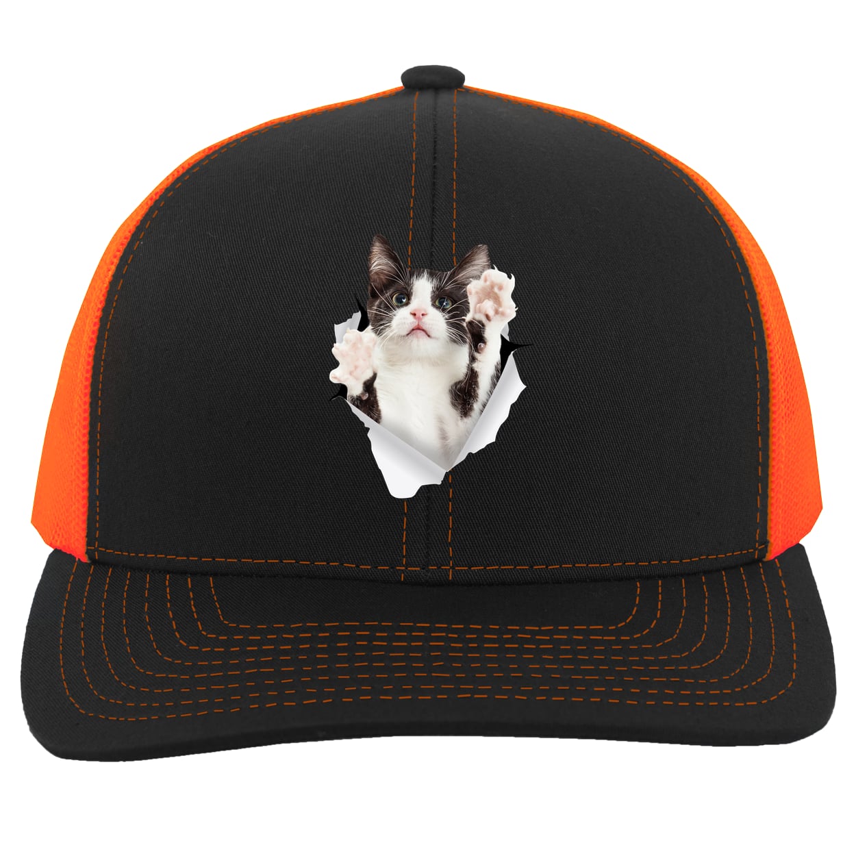104C Trucker Snap Back - Black/Neon Orange