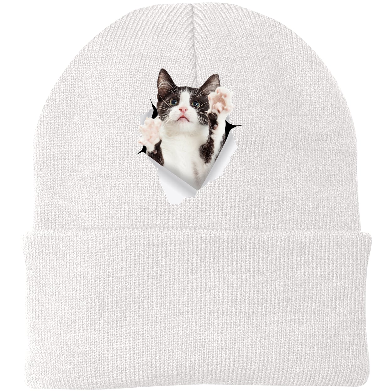 CP90 Port & Company Knit Beanie - White