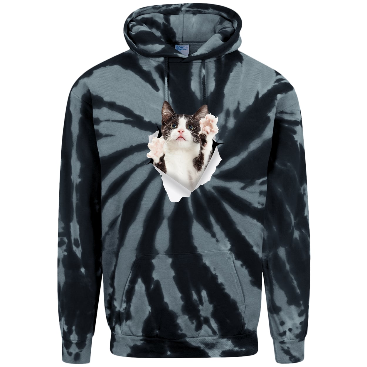 PC146 Port & Company Adult Tie-Dye Pullover Hoodie - Black