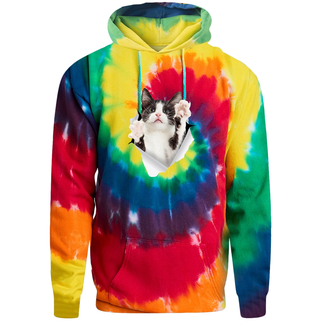 PC146 Port & Company Adult Tie-Dye Pullover Hoodie - Rainbow