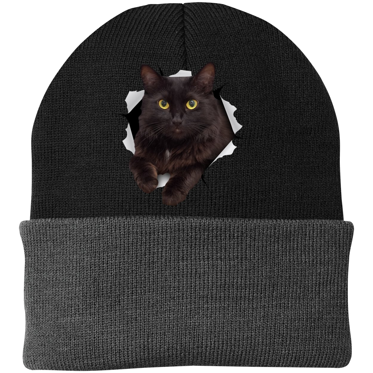 CP90 Port & Company Knit Beanie - Black/Gray