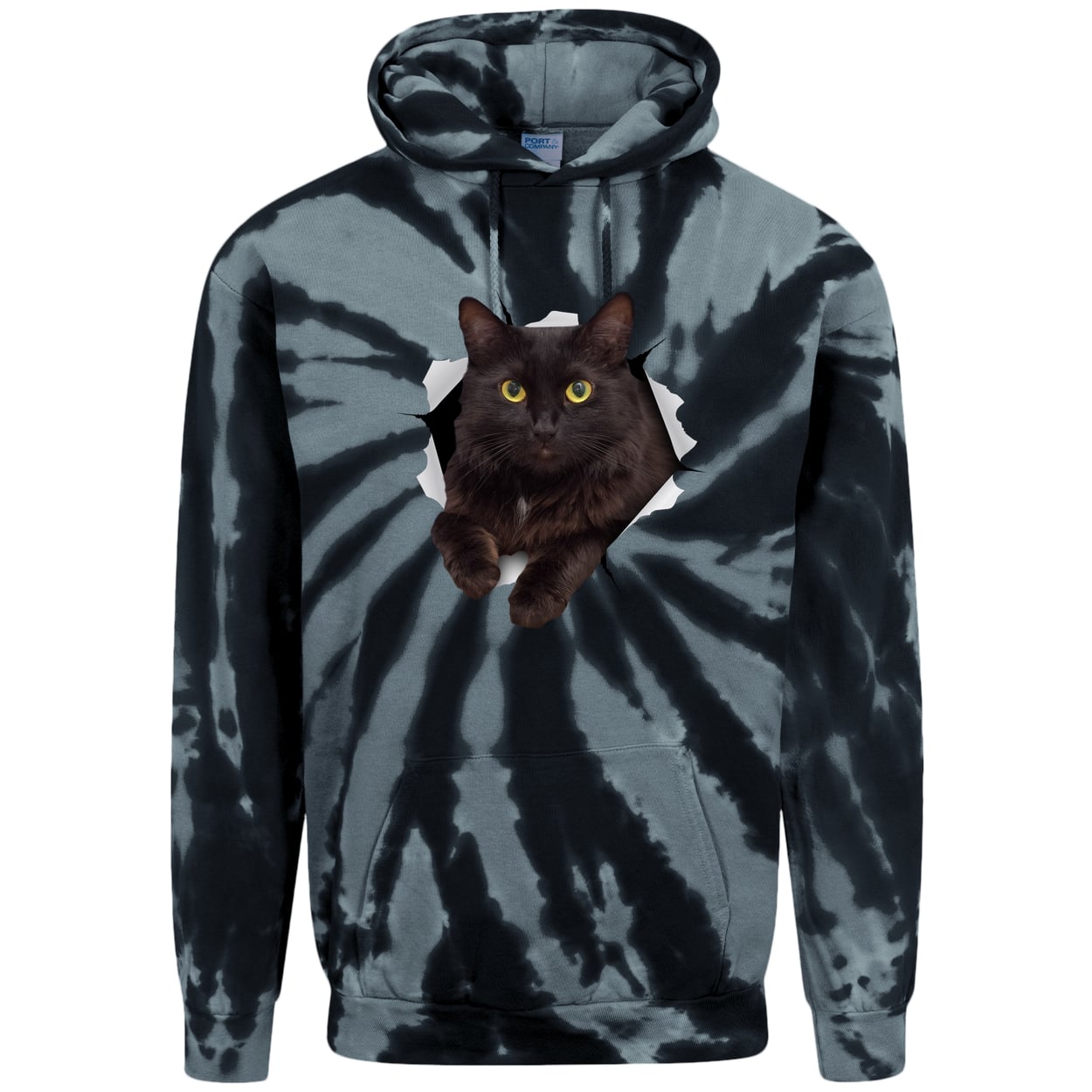 PC146 Port & Company Adult Tie-Dye Pullover Hoodie - Black