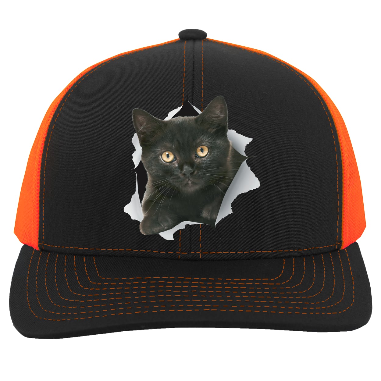 104C Trucker Snap Back - Black/Neon Orange