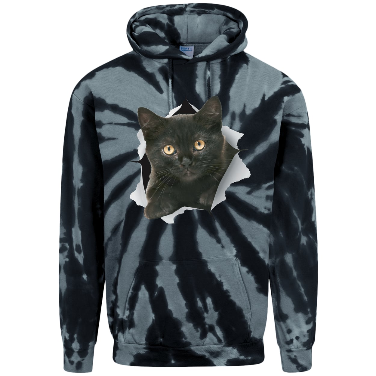 PC146 Port & Company Adult Tie-Dye Pullover Hoodie - Black