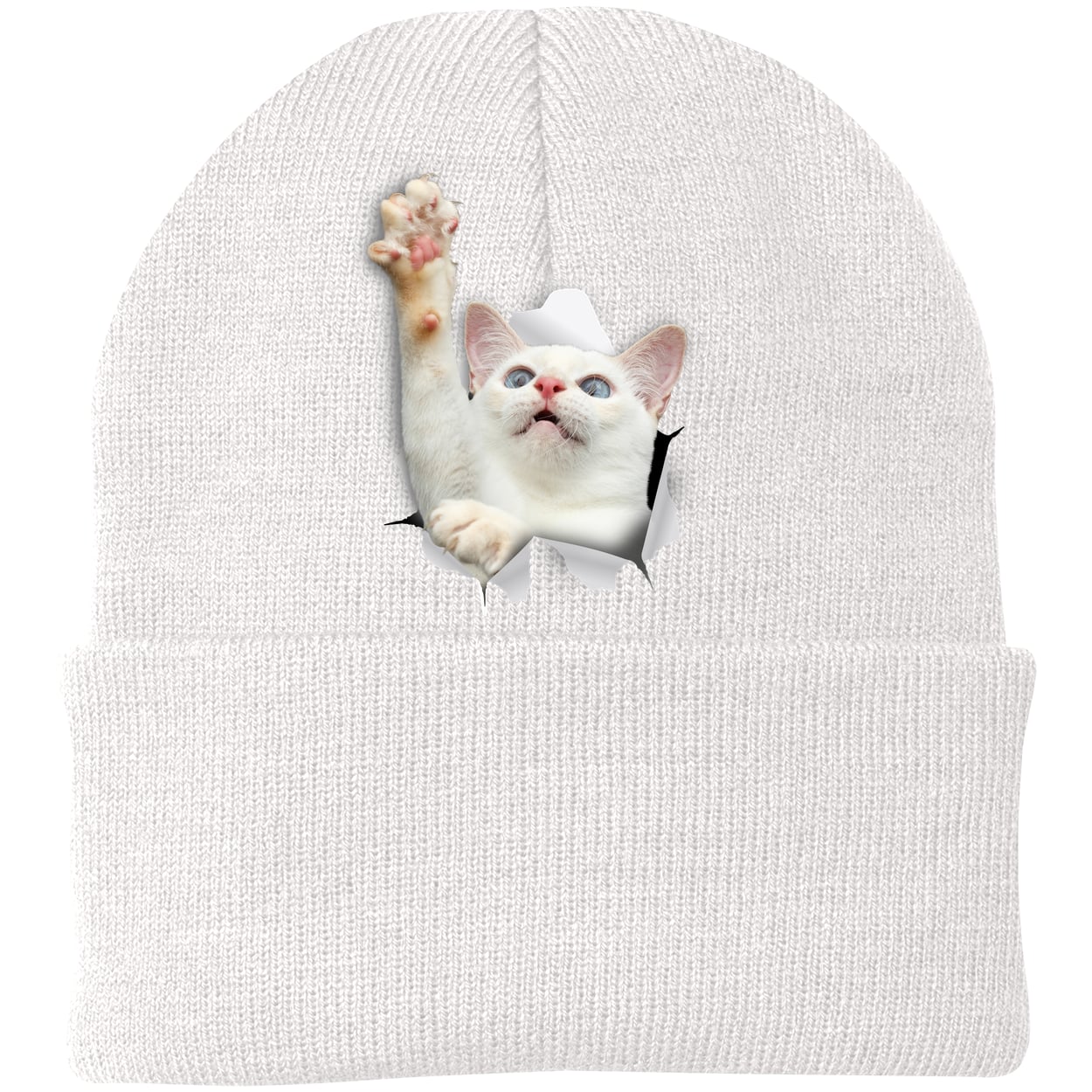 CP90 Port & Company Knit Beanie - White