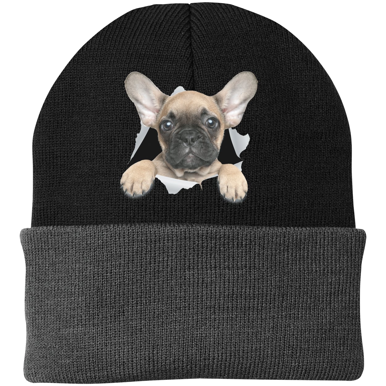 CP90 Port & Company Knit Beanie - Black/Gray