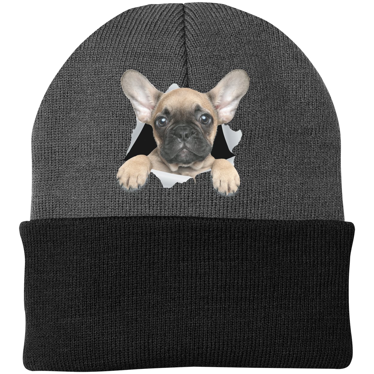 CP90 Port & Company Knit Beanie - Athletic Oxford/Black