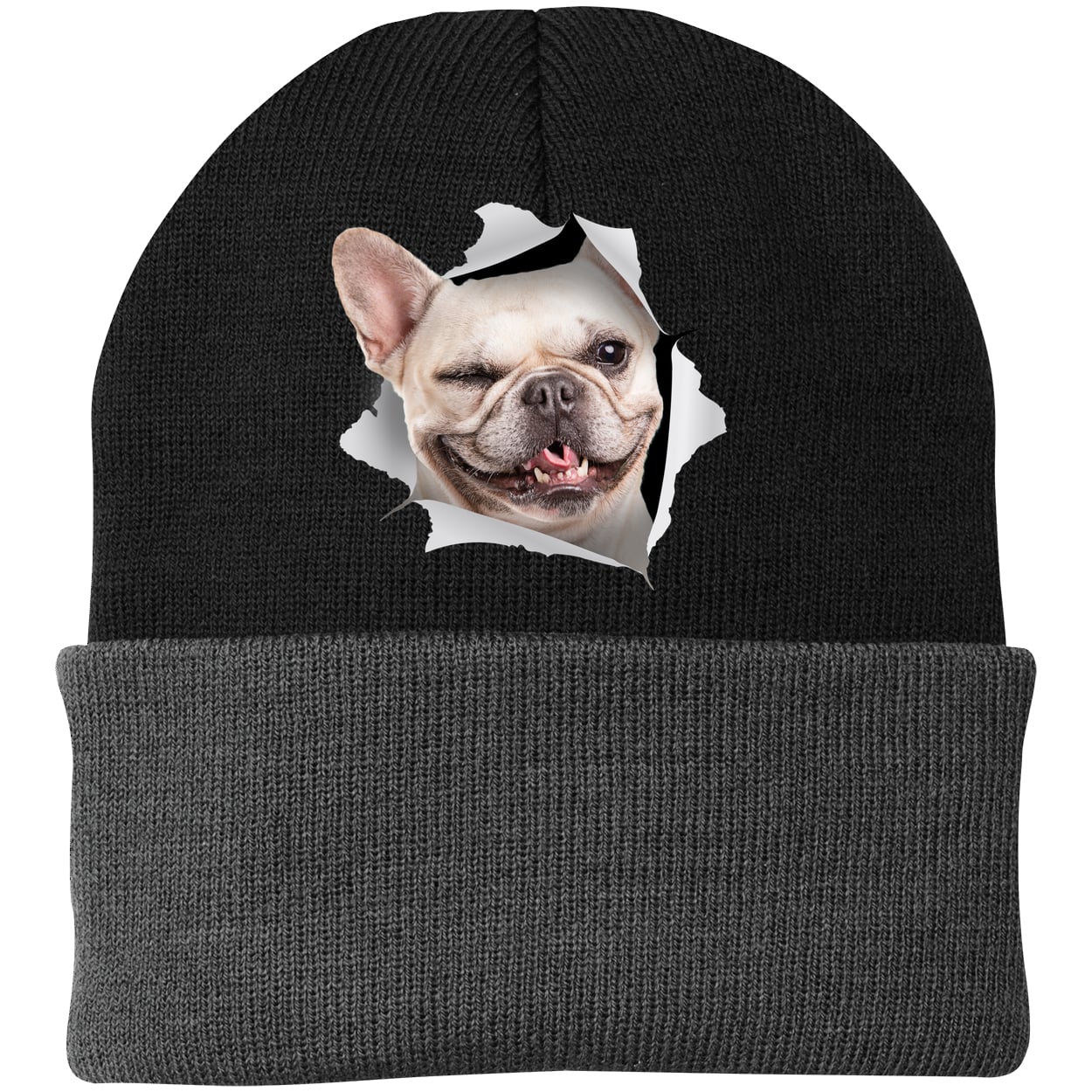 CP90 Port & Company Knit Beanie - Black/Gray