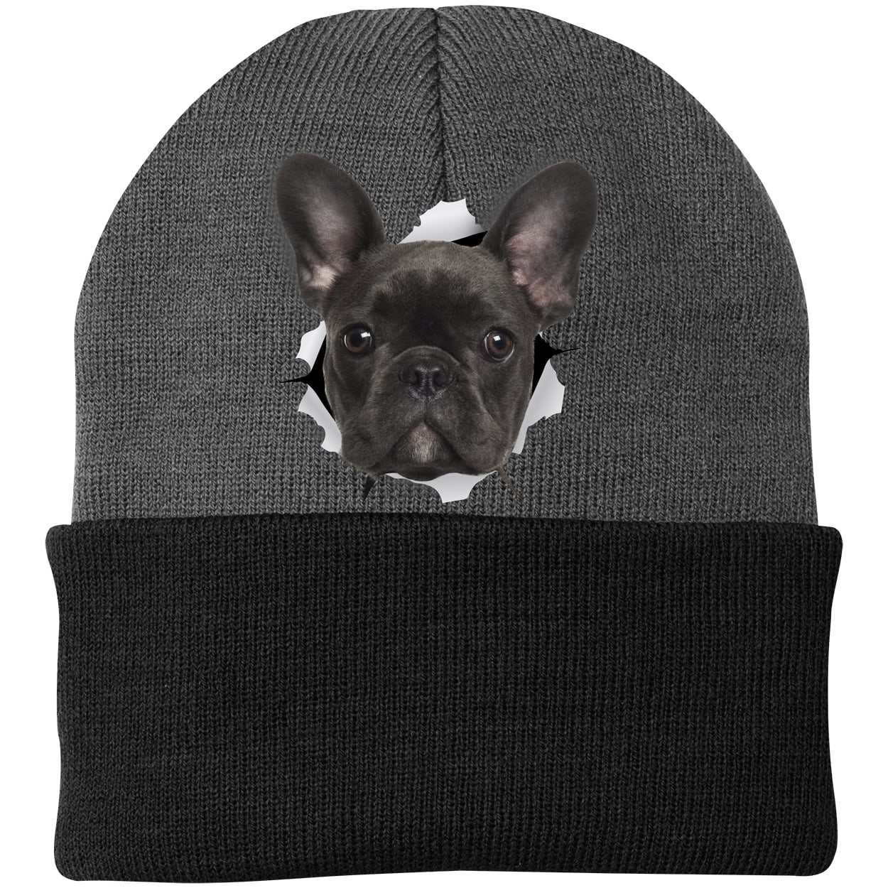 CP90 Port & Company Knit Beanie - Athletic Oxford/Black