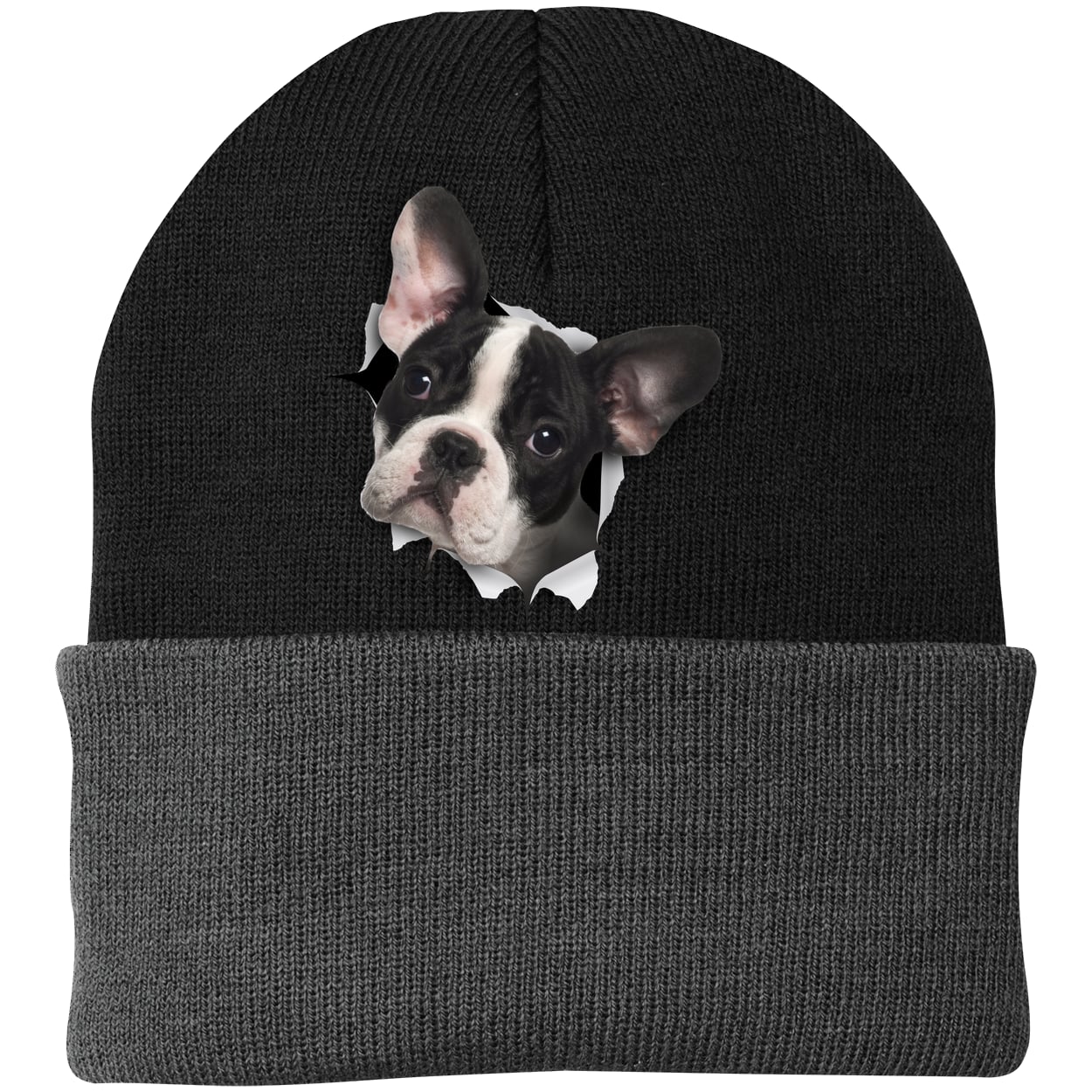 CP90 Port & Company Knit Beanie - Black/Gray