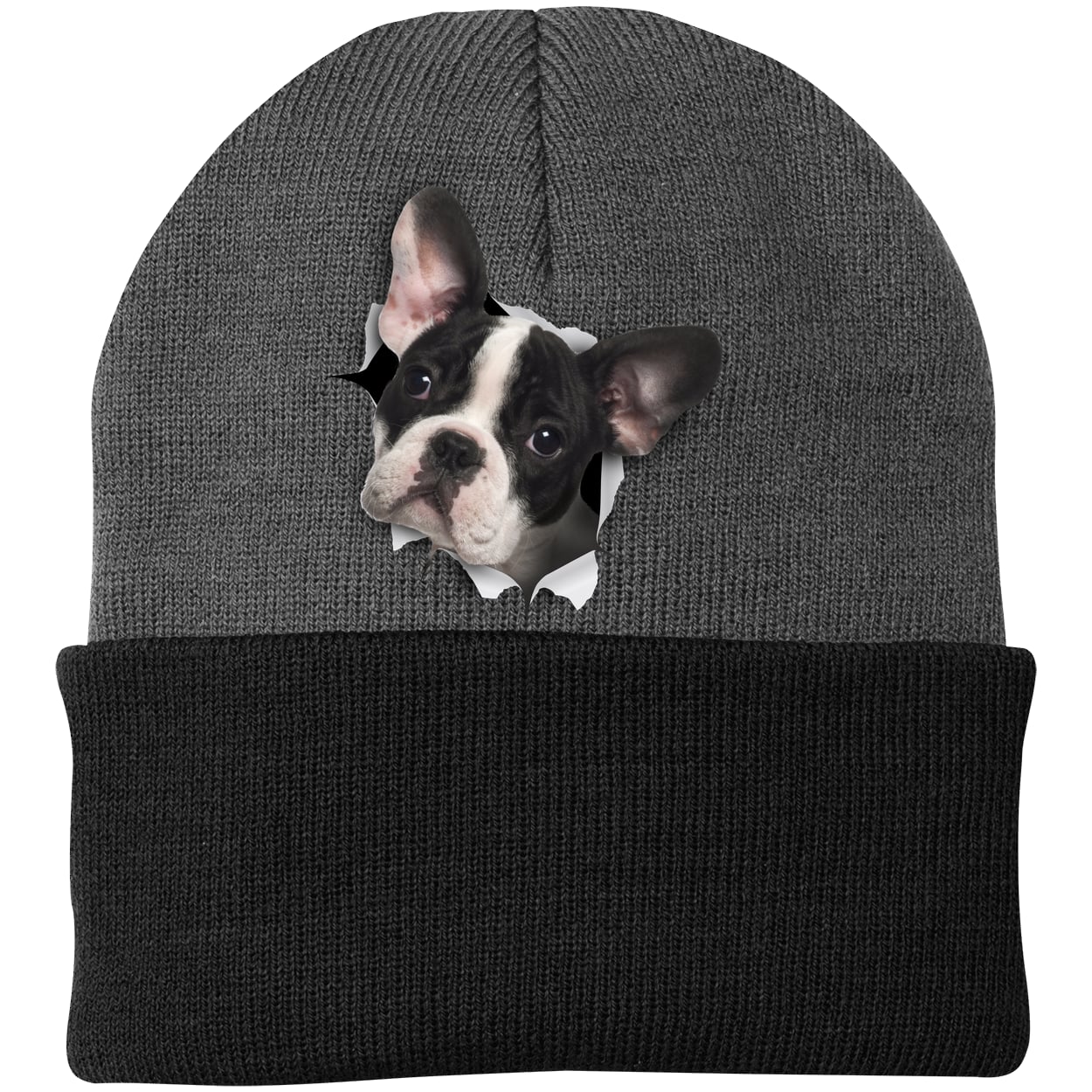 CP90 Port & Company Knit Beanie - Athletic Oxford/Black