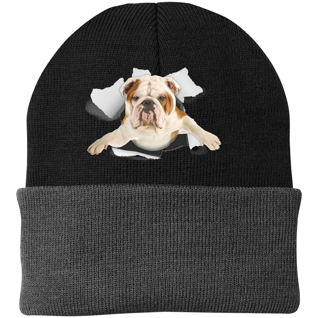 CP90 Port & Company Knit Beanie - Black/Gray