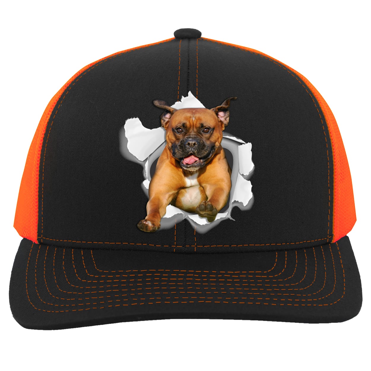 104C Trucker Snap Back - Black/Neon Orange