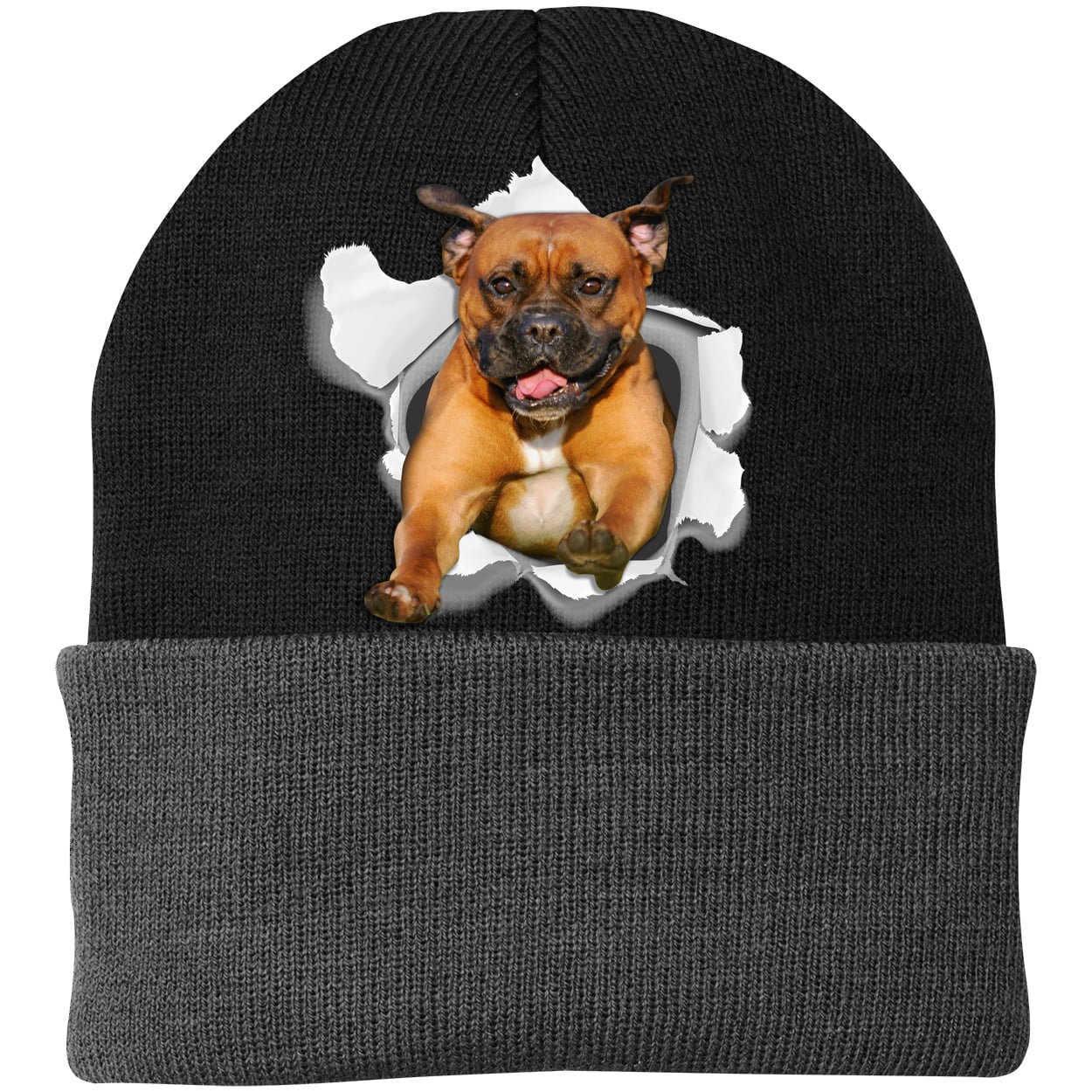 CP90 Port & Company Knit Beanie - Black/Gray