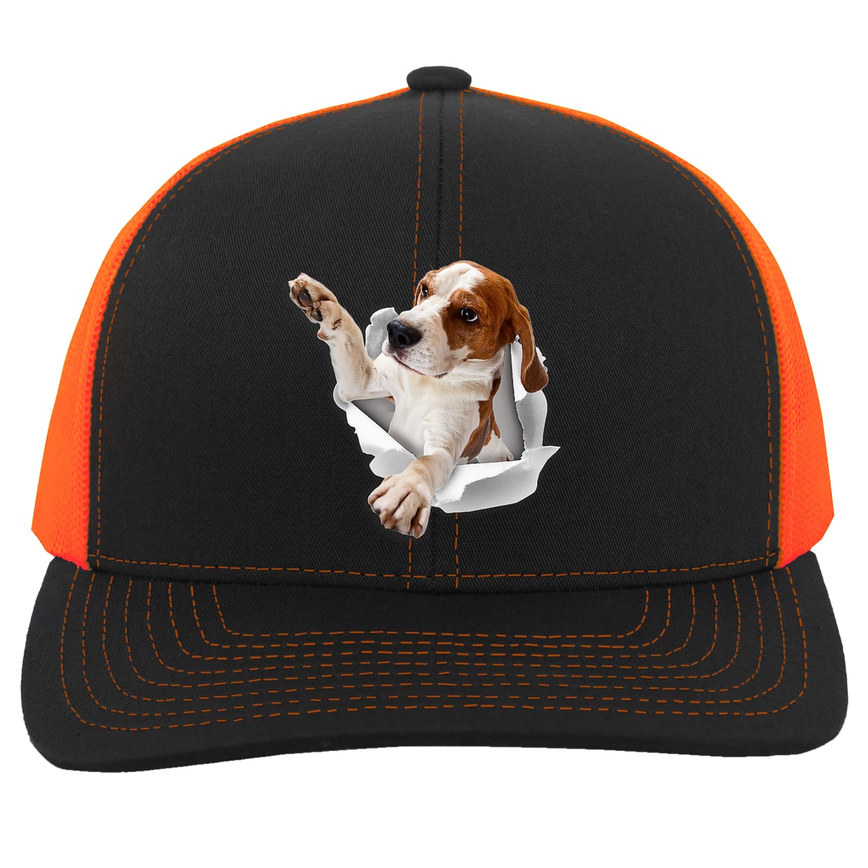 104C Trucker Snap Back - Black/Neon Orange