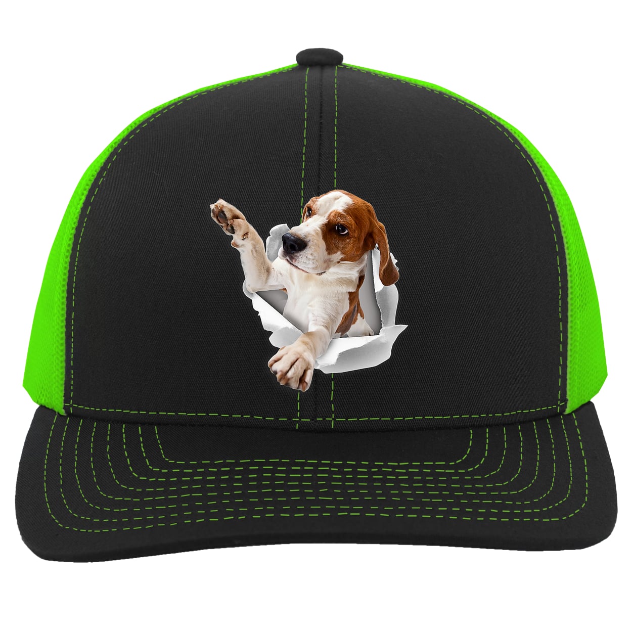 104C Trucker Snap Back - Black/Neon Green