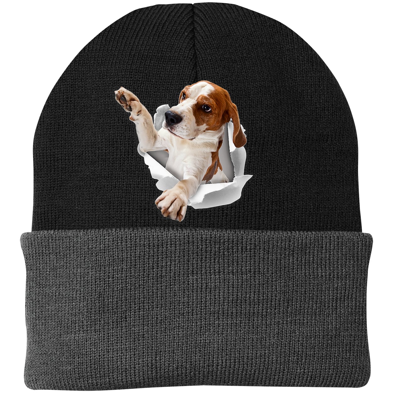 CP90 Port & Company Knit Beanie - Black/Gray