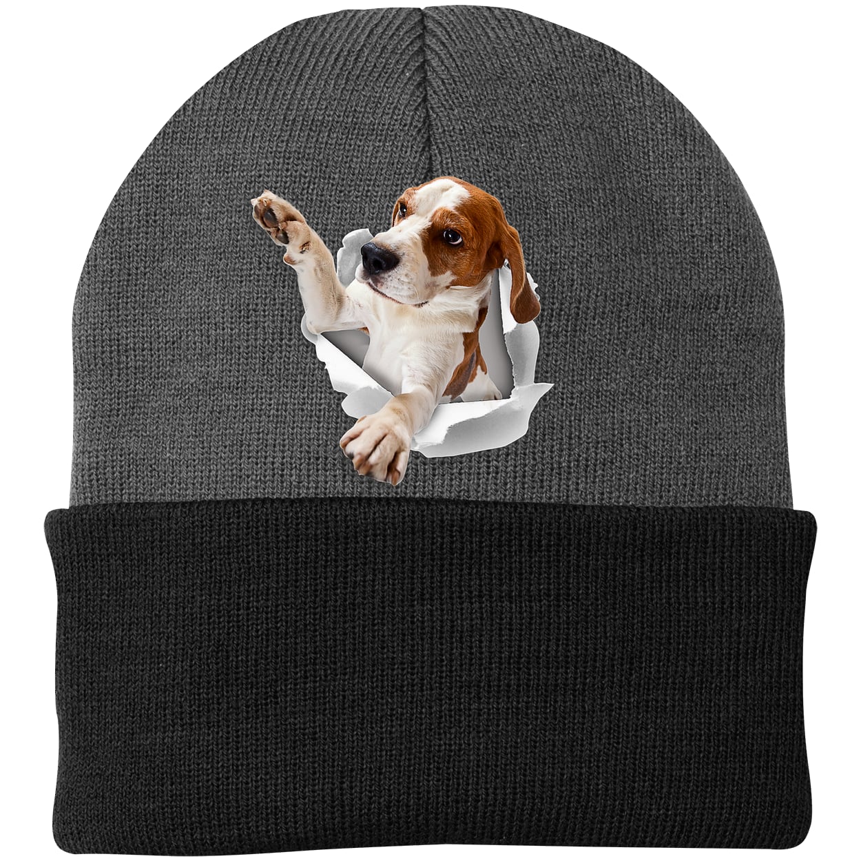 CP90 Port & Company Knit Beanie - Athletic Oxford/Black