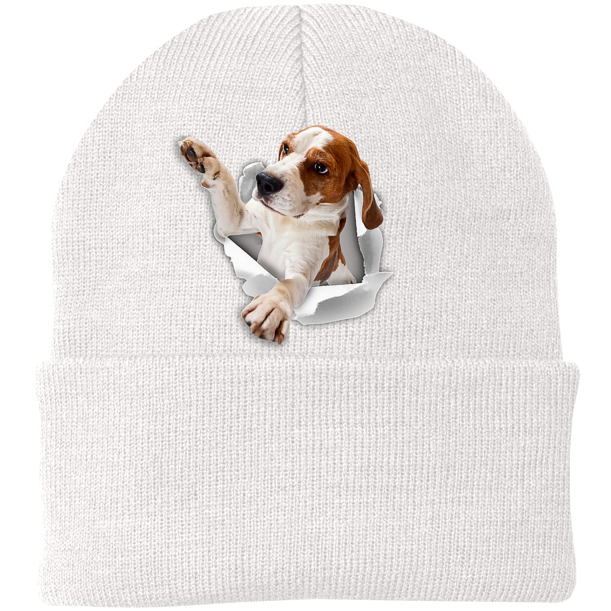 CP90 Port & Company Knit Beanie - White