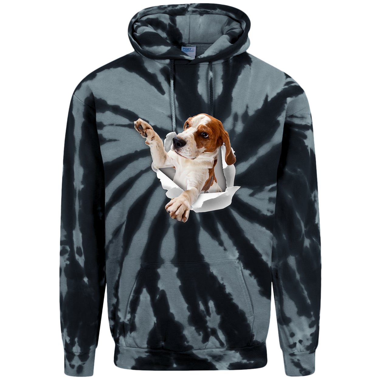 PC146 Port & Company Adult Tie-Dye Pullover Hoodie - Black