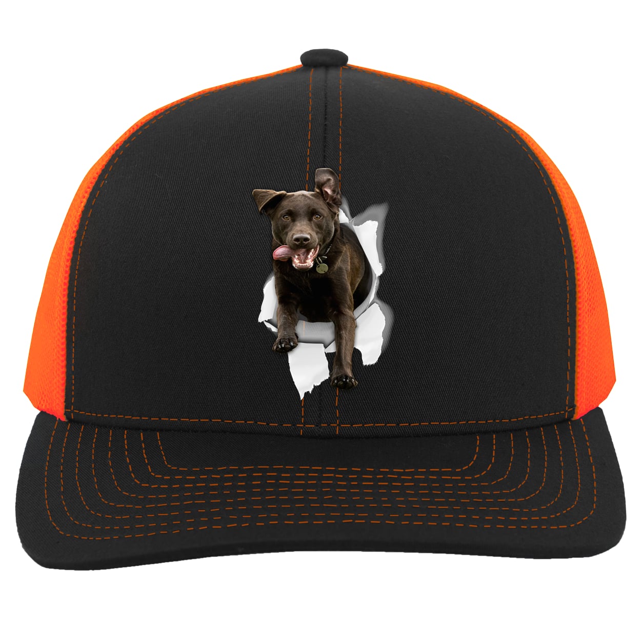 104C Trucker Snap Back - Black/Neon Orange