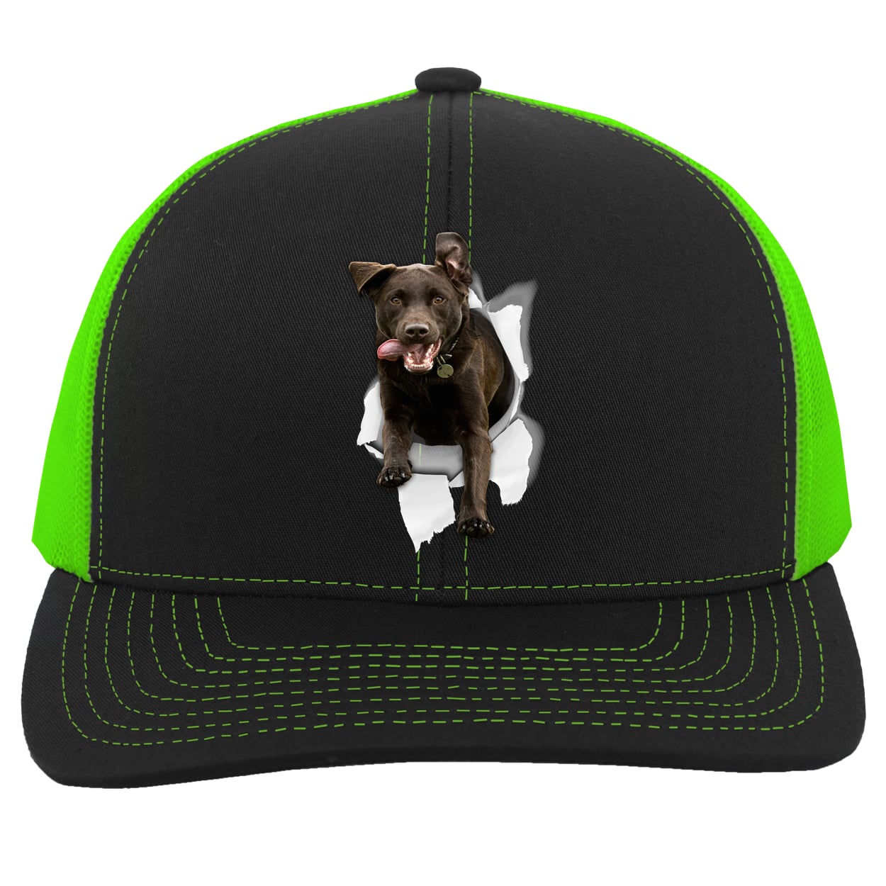 104C Trucker Snap Back - Black/Neon Green