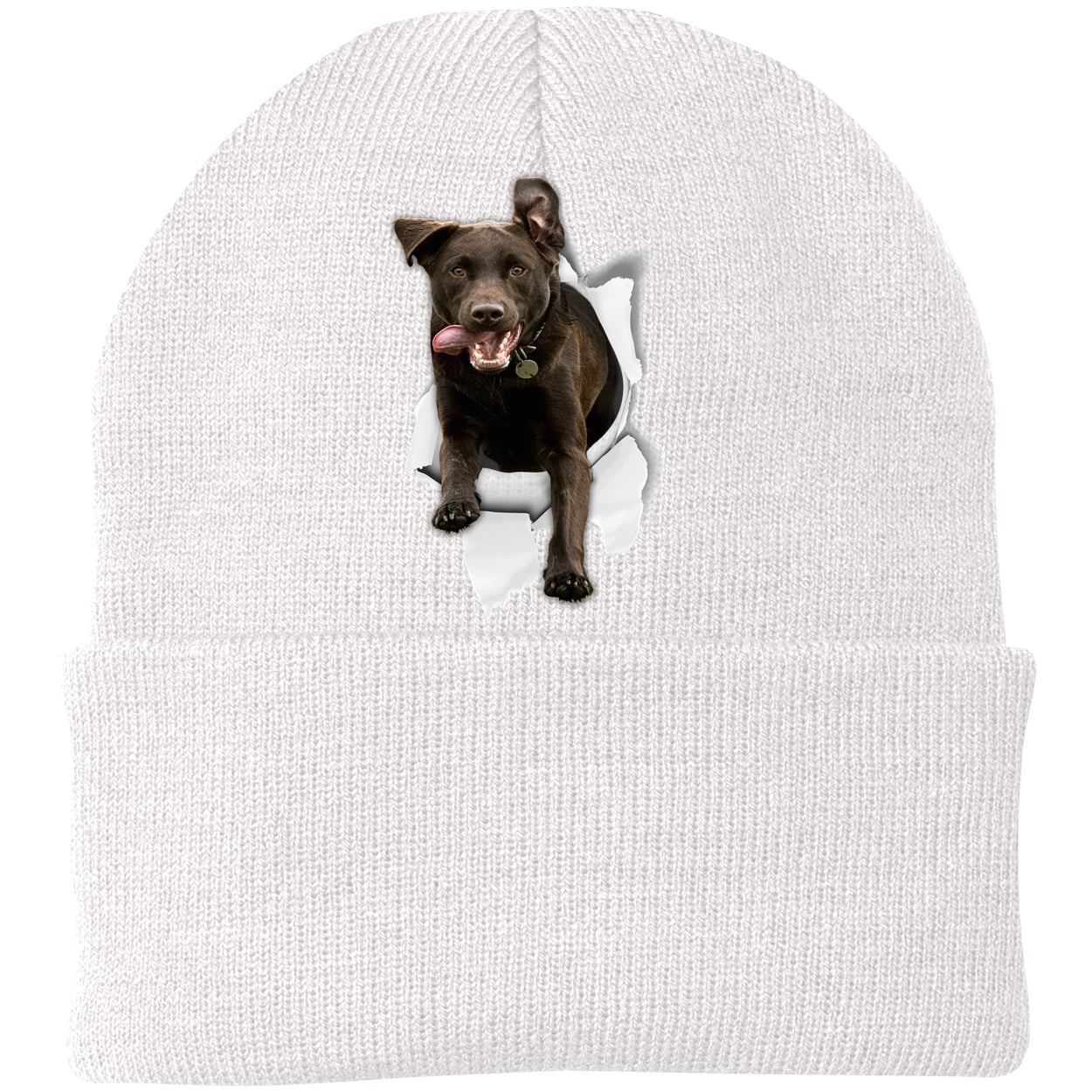 CP90 Port & Company Knit Beanie - White