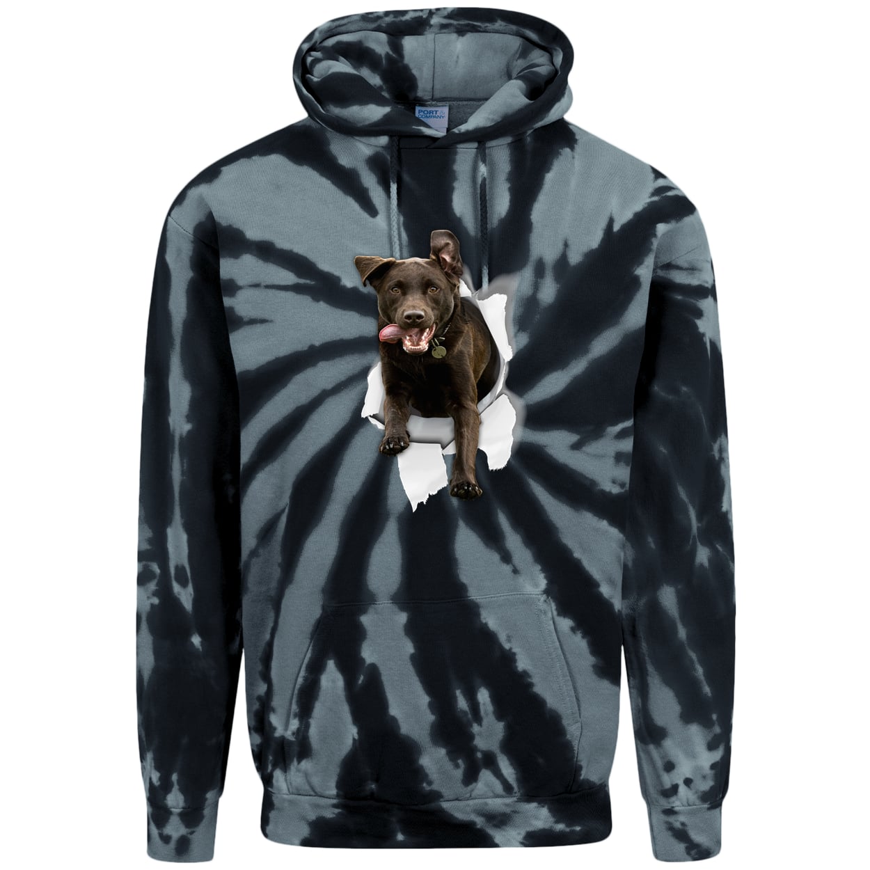 PC146 Port & Company Adult Tie-Dye Pullover Hoodie - Black