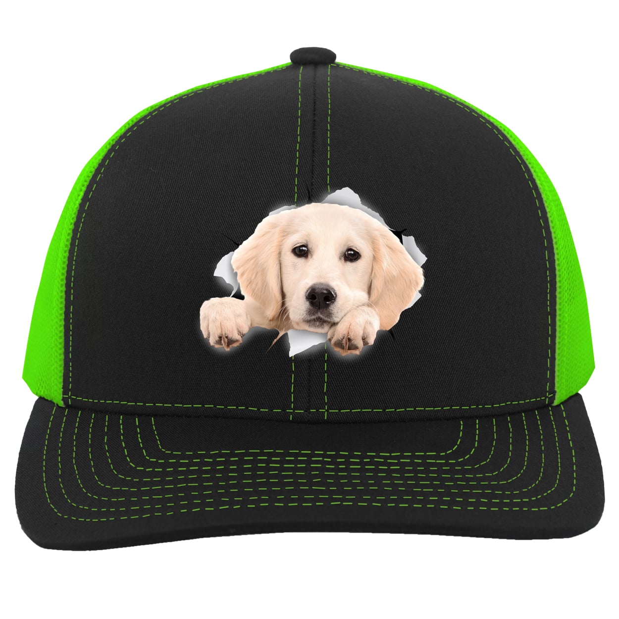 104C Trucker Snap Back - Black/Neon Green