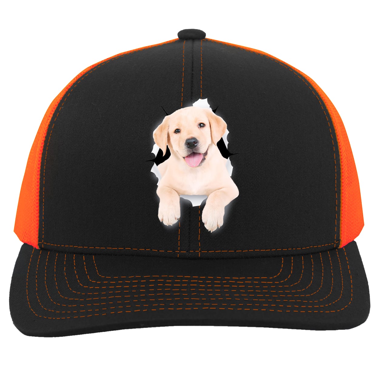 104C Trucker Snap Back - Black/Neon Orange